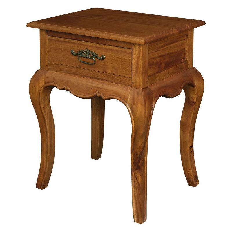 French Provincial 1 Drawer Lamp Table (Light Pecan)