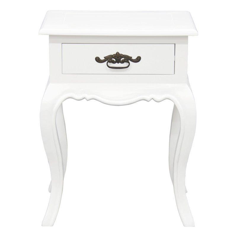 French Provincial 1 Drawer Lamp Table (White)