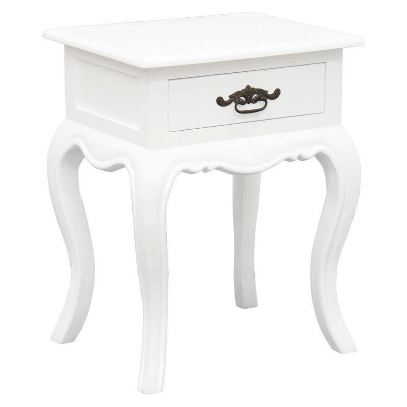 French Provincial 1 Drawer Lamp Table (White)