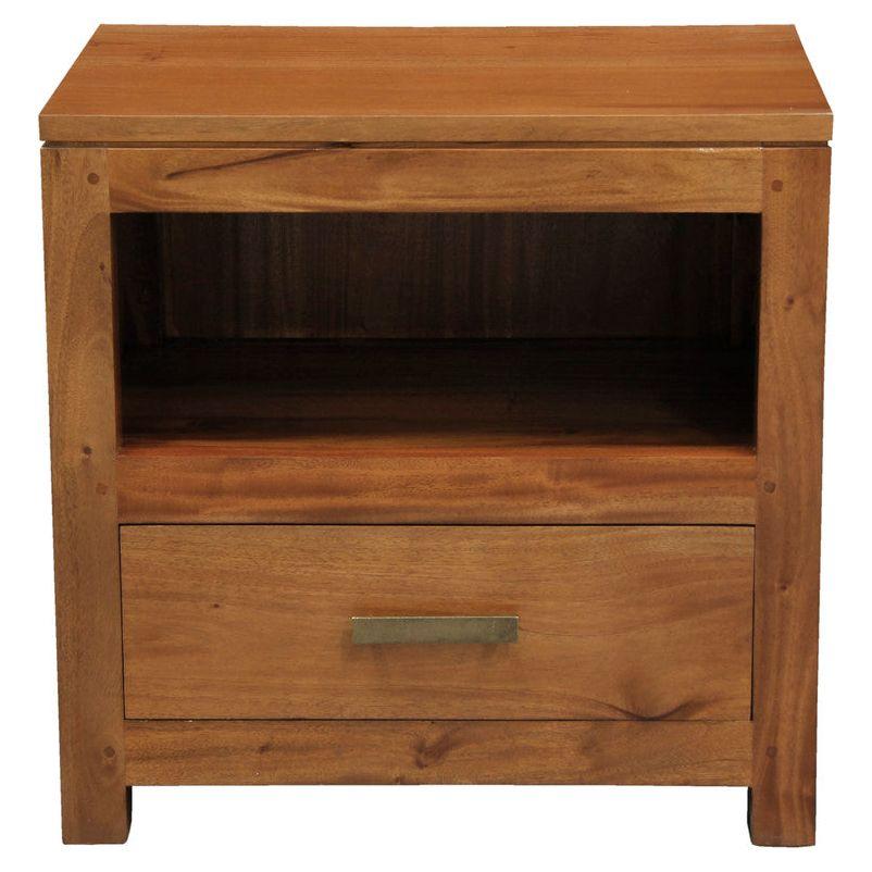 Paris 1 Drawer Solid Mahogany Timber Lamp Table (Light Pecan)