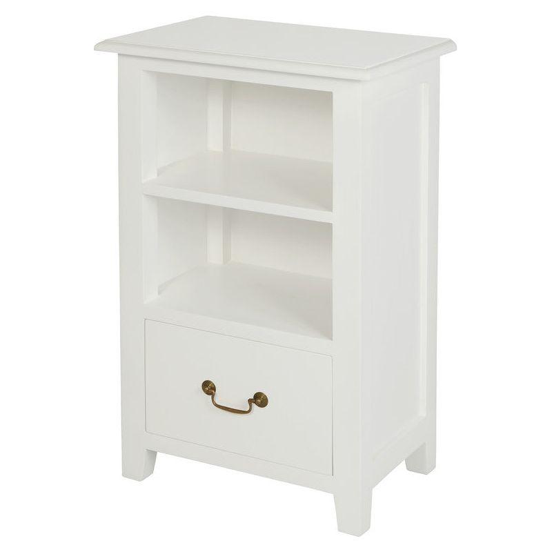 Tasmania 1 Drawer Solid Mahogany Timber Lamp Table (White)