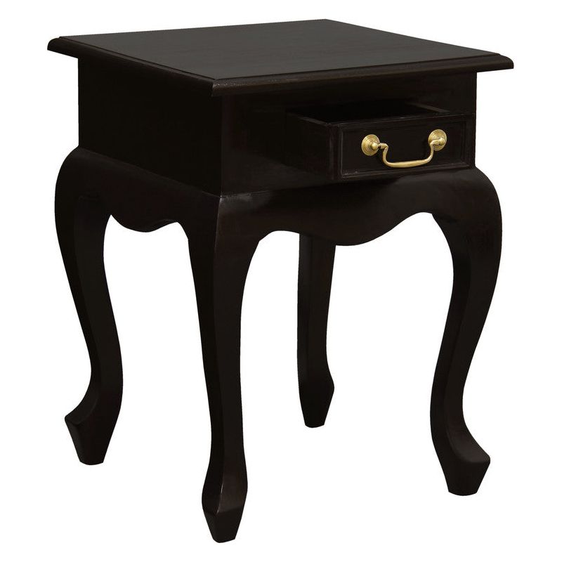 Queen Anne 1 Drawer Lamp Table (Chocolate)