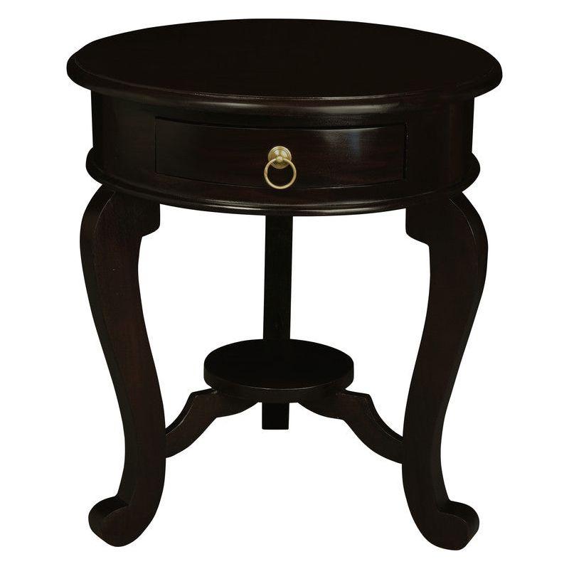 Round Cabriole Leg 1 Drawer Lamp Table (Chocolate)