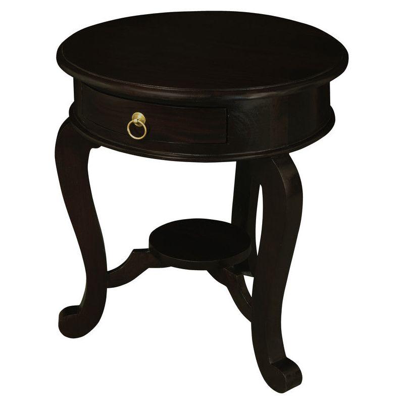 Round Cabriole Leg 1 Drawer Lamp Table (Chocolate)