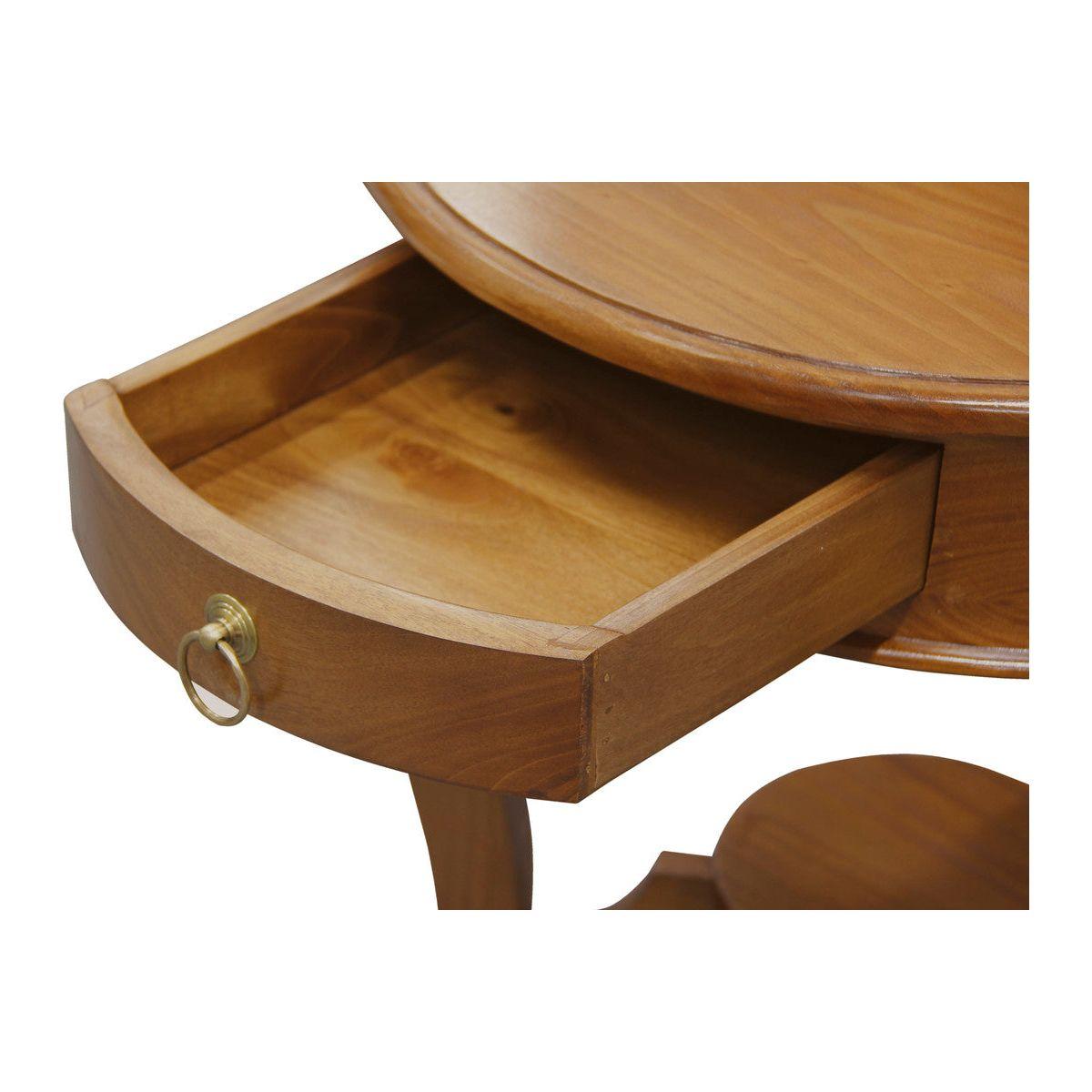 Round Cabriole Leg 1 Drawer Lamp Table (Light Pecan)