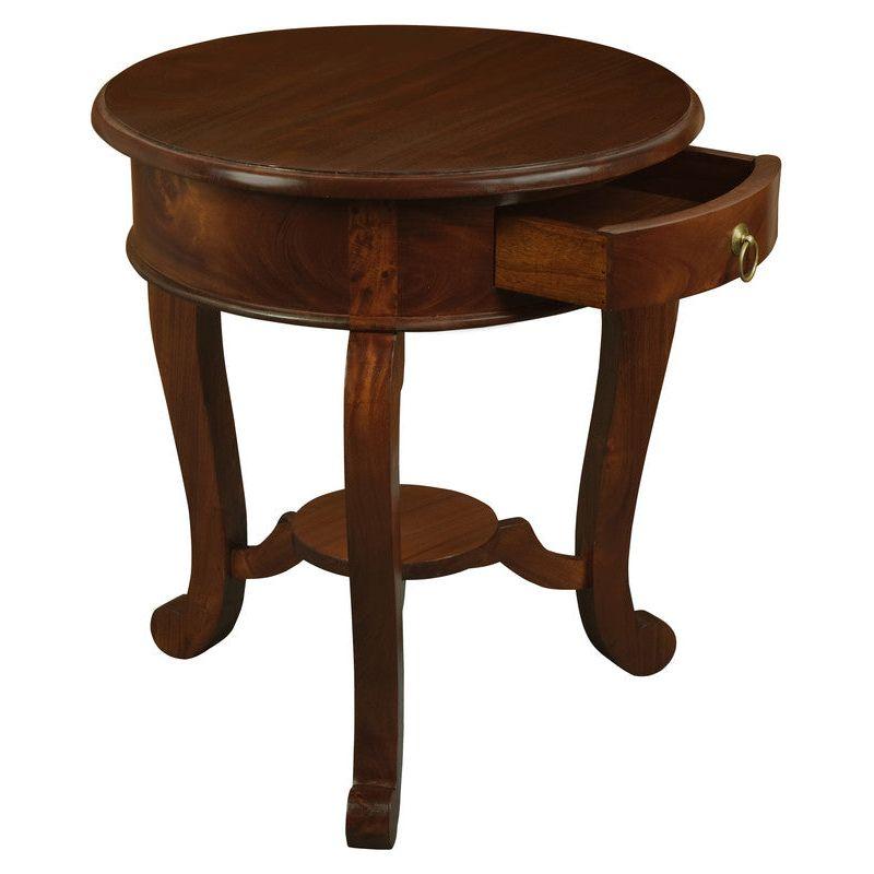 Round Cabriole Leg 1 Drawer Lamp Table (Mahogany)