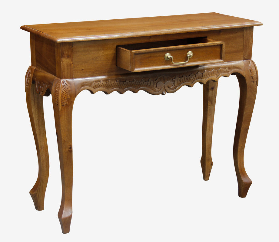 Jepara 1 Drawer Carved Sofa/Hall Table (Light Pecan)