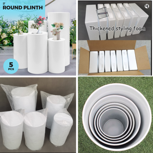 5pcs Metal Round Plinth Cylinder Pedestal Stand Wedding Decoration Cake Flower