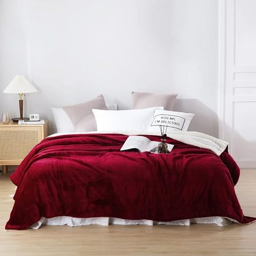 Double-side Flannel Heated Electric Throw Blanket Fast Heating Warm Washable red