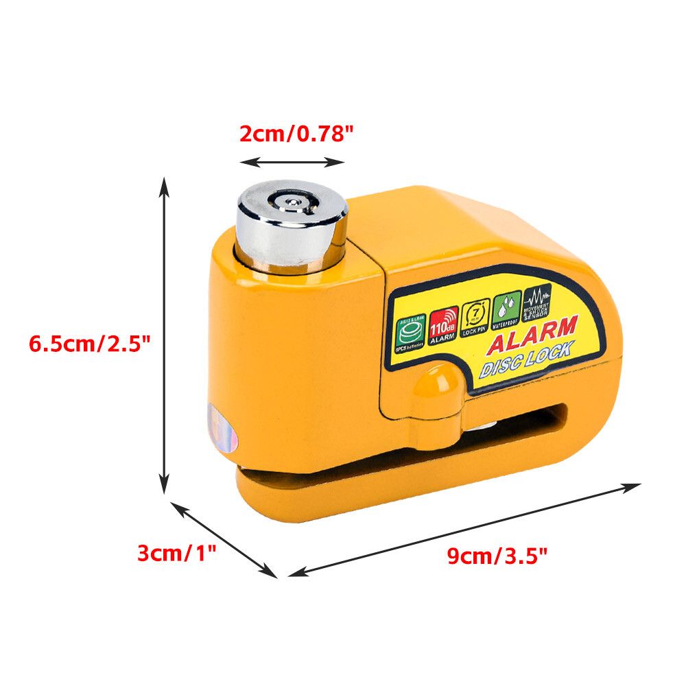 Yellow Motorcycle Alarm Disc Lock Motor Bike Brake Security Electric Bicycle Lock AU