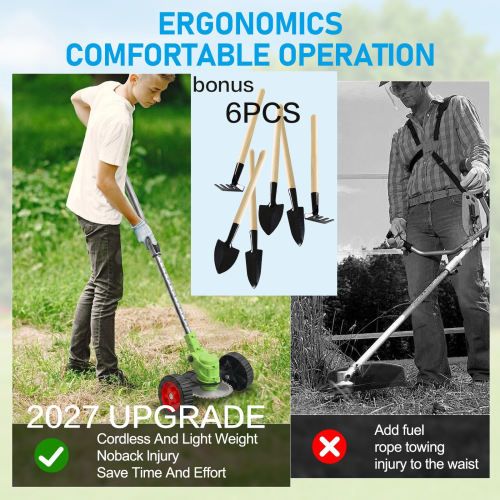 Green Whipper Snipper Mower Cordless Grass Trimmer Lawn Cutter Battery Brushcutter
