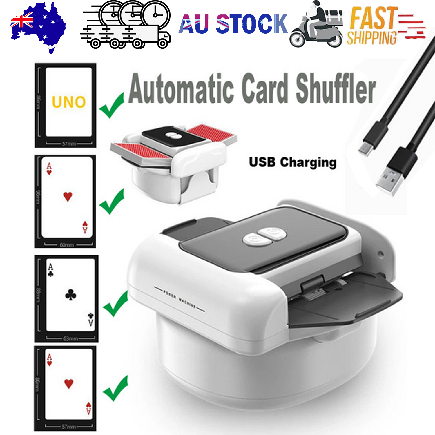 2 Deck Automatic Card Shuffler Board Game Poker Playing Cards Shuffling Machine