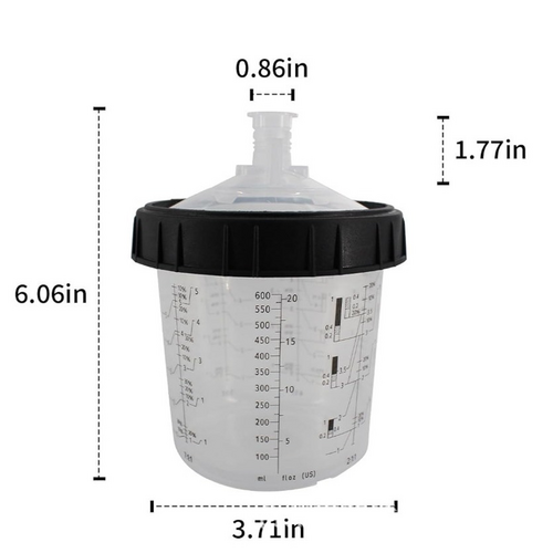 50 Sets Paint Spray Gun Cup Lids Liners Kit with Micron Filter 600ML Clear