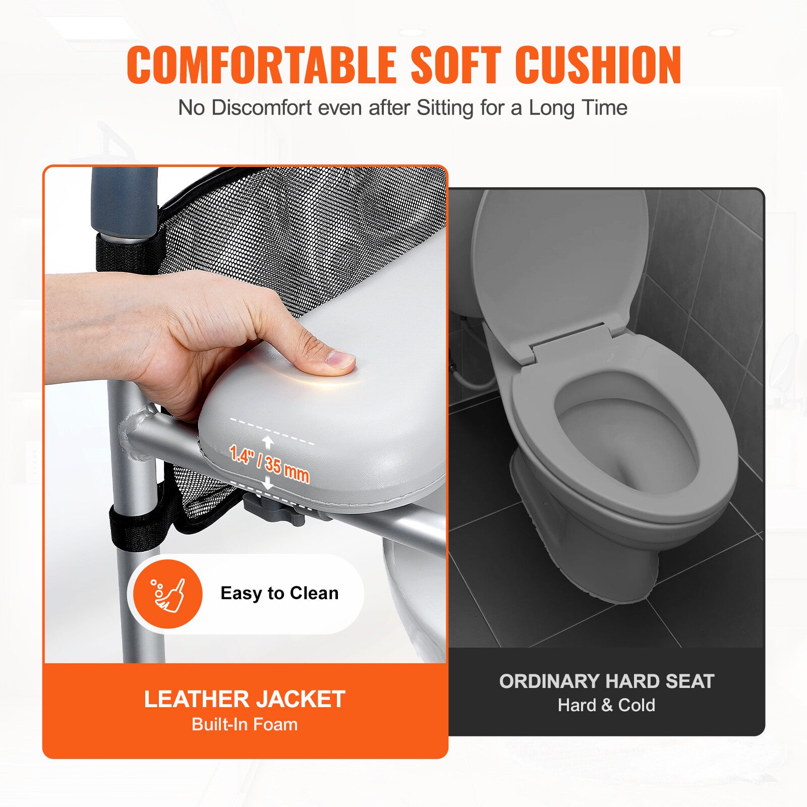 Upgrade Raised Toilet Seat 19.3"-25.2" 150kg Universal Toilet Riser for Elderly