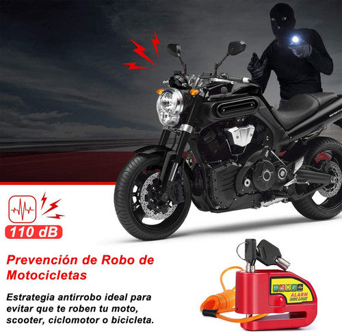 Motorcycle Alarm Disc Lock Motor Bike Brake Security Electric Rotor Bike Lock RED
