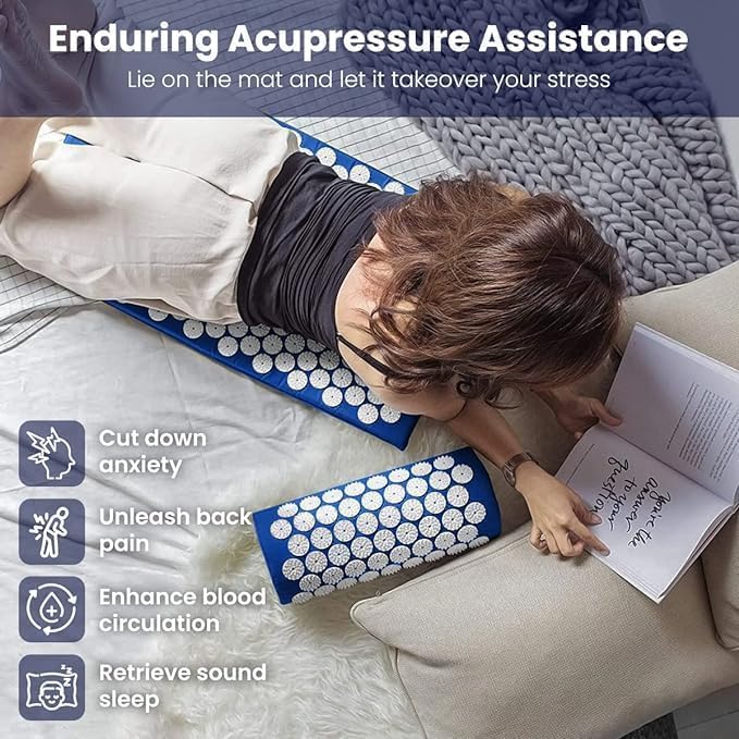 Blue Massage Acupressure Mat Yoga Sit Lying Mats Pain Stress Soreness Relax AU NEW