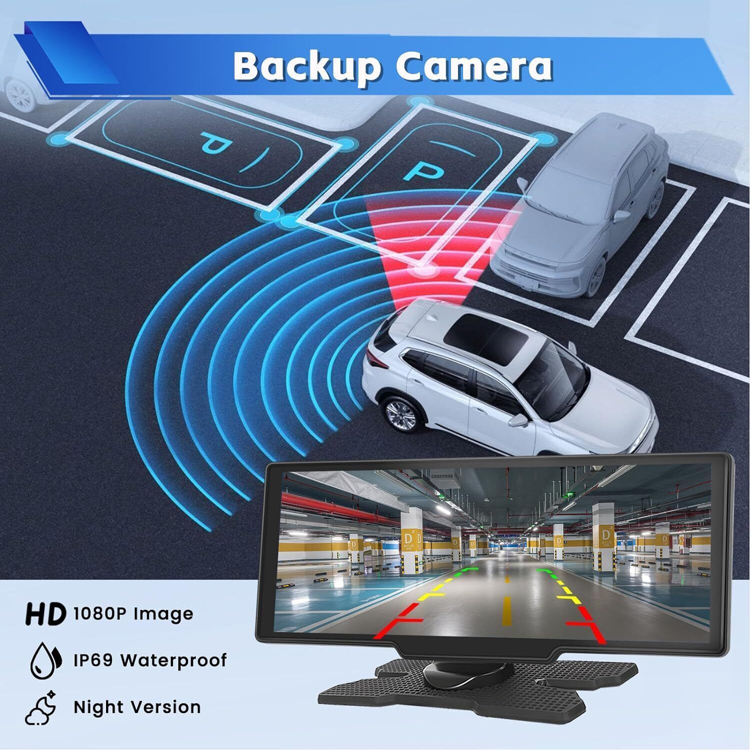 4K 10.26" Touch Dash Camera Cam Dual Car Recorder for CarPlay Android Auto
