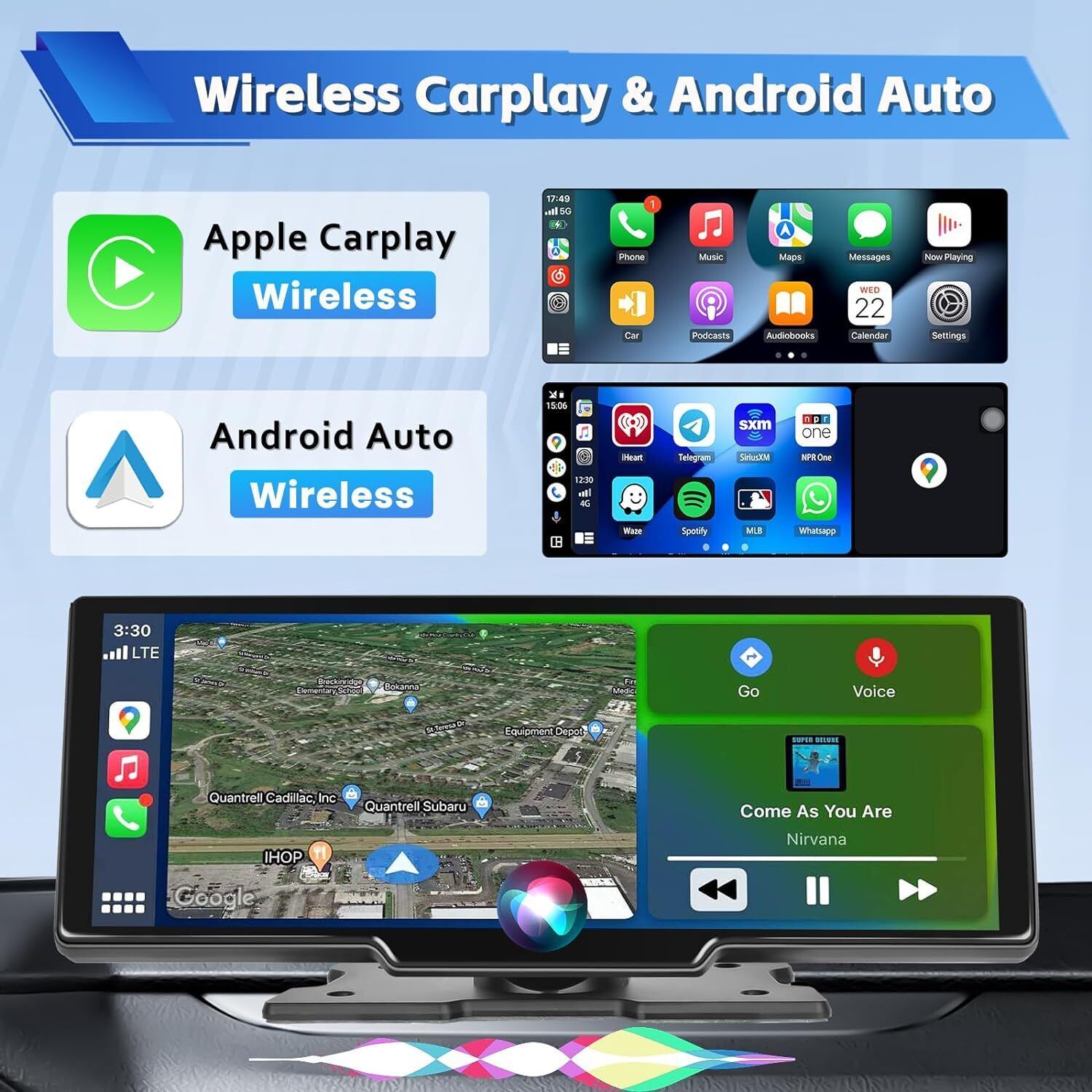 4K 10.26" Touch Dash Camera Cam Dual Car Recorder for CarPlay Android Auto
