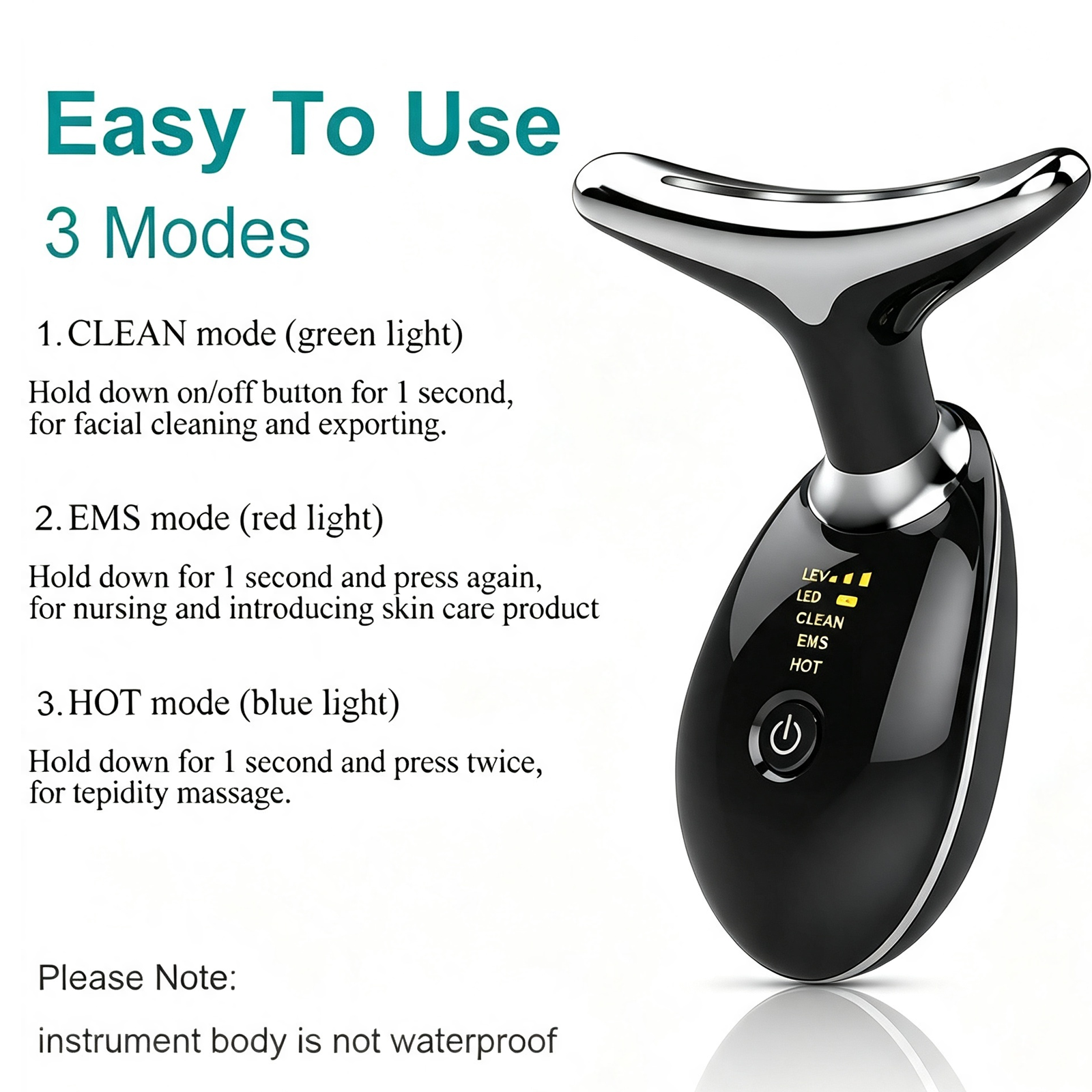 Rejuvenation Massager Neck Anti Wrinkle Face Beauty Device Skin Lifting Tighten Black