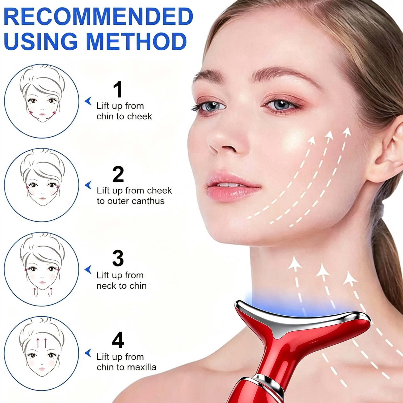 Rejuvenation Massager Neck Anti Wrinkle Face Beauty Device Skin Lifting Tighten Red