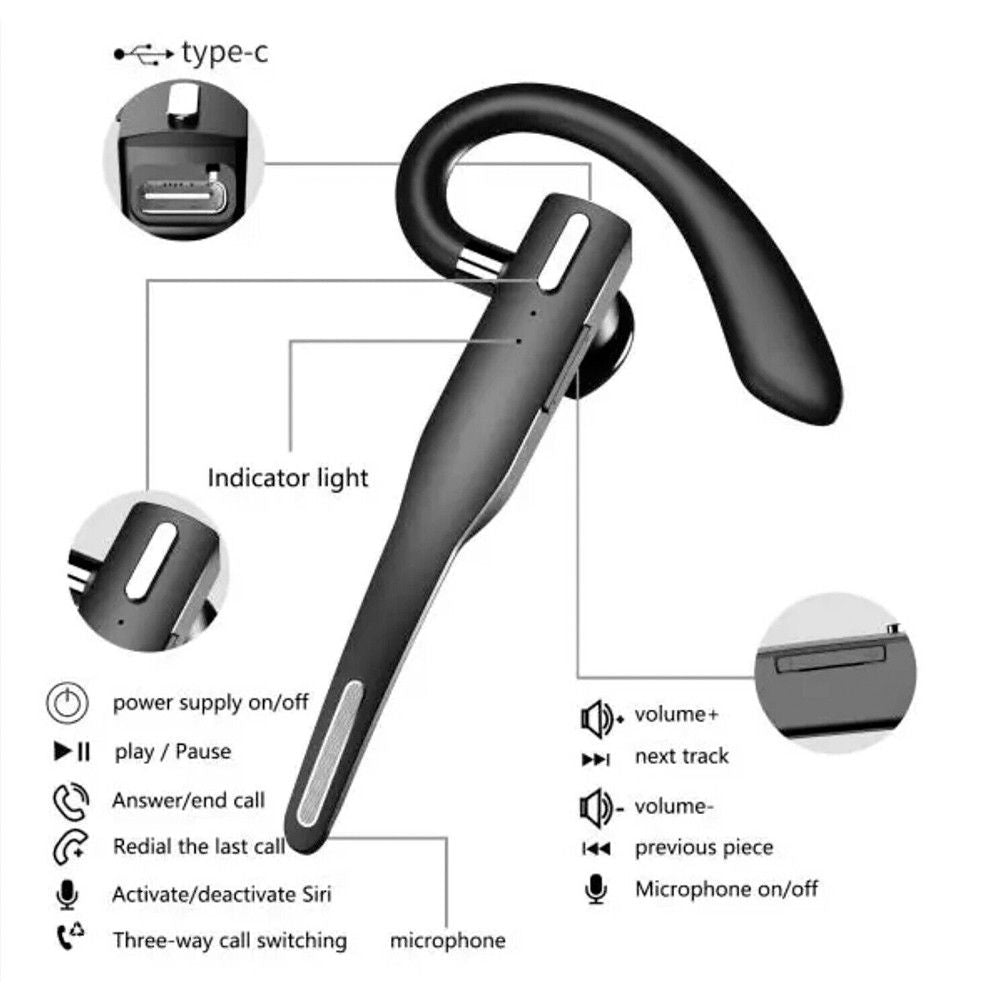 Bluetooth Wireless Headphones Business Trucker Handsfree Earpiece Headset Mic AU
