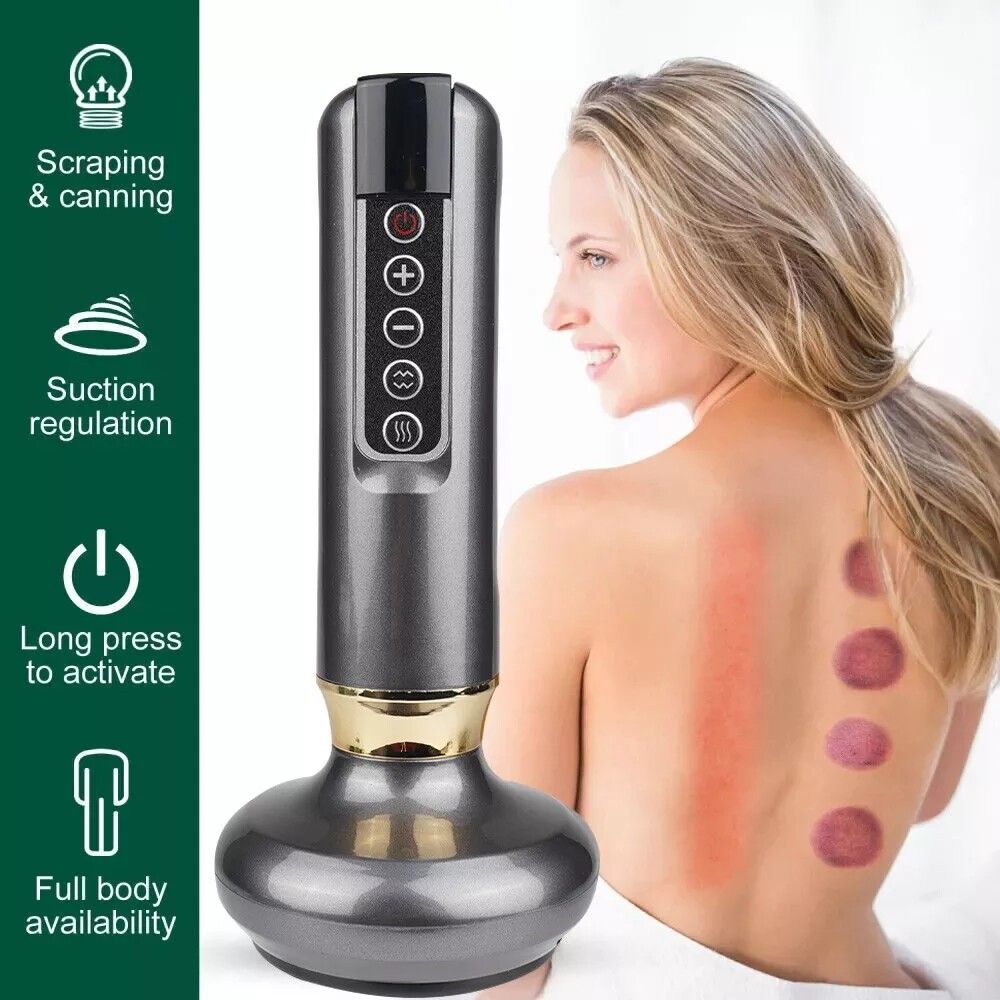 12 Levels Electric Cupping Massager Vacuum Suction GuaSha Anti Cellulite Beauty GRAY