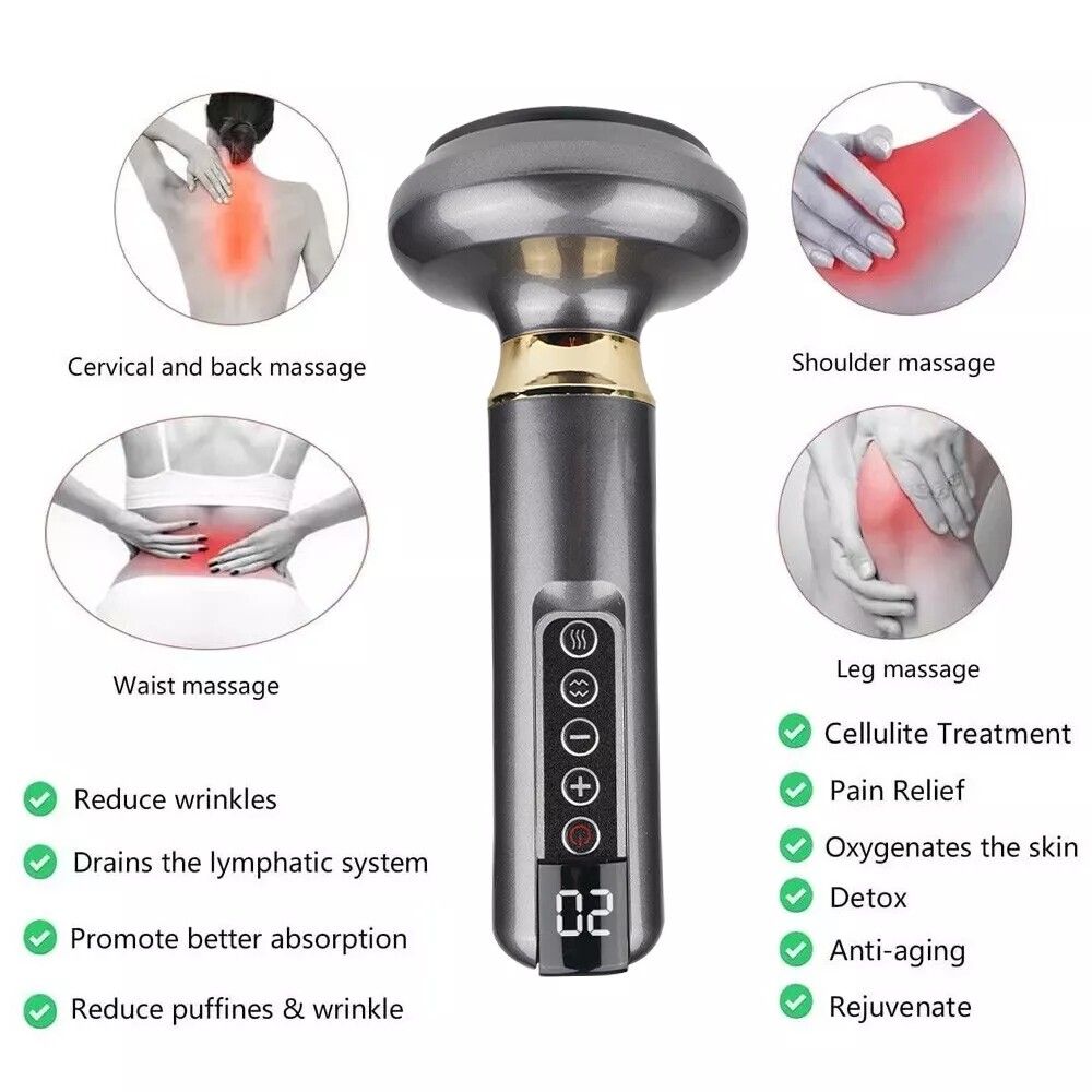 12 Levels Electric Cupping Massager Vacuum Suction GuaSha Anti Cellulite Beauty GRAY