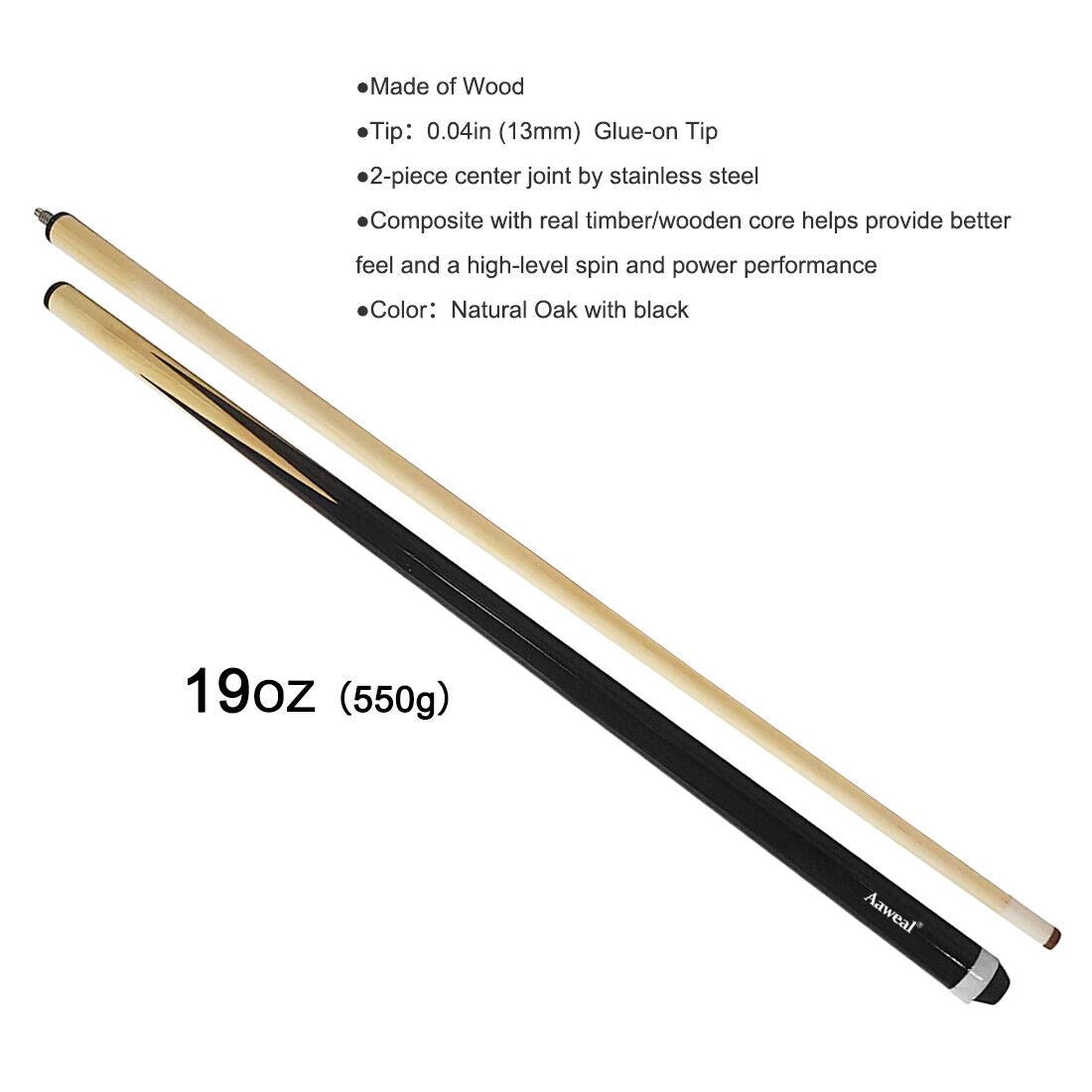 Pool Snooker Billiard Cues Sticks 57" Case & Chalk