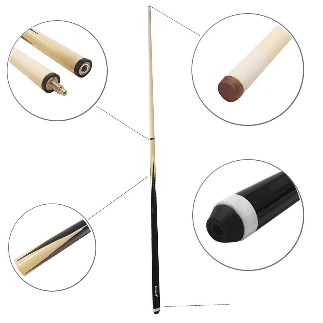 Pool Snooker Billiard Cues Sticks 57" Case & Chalk