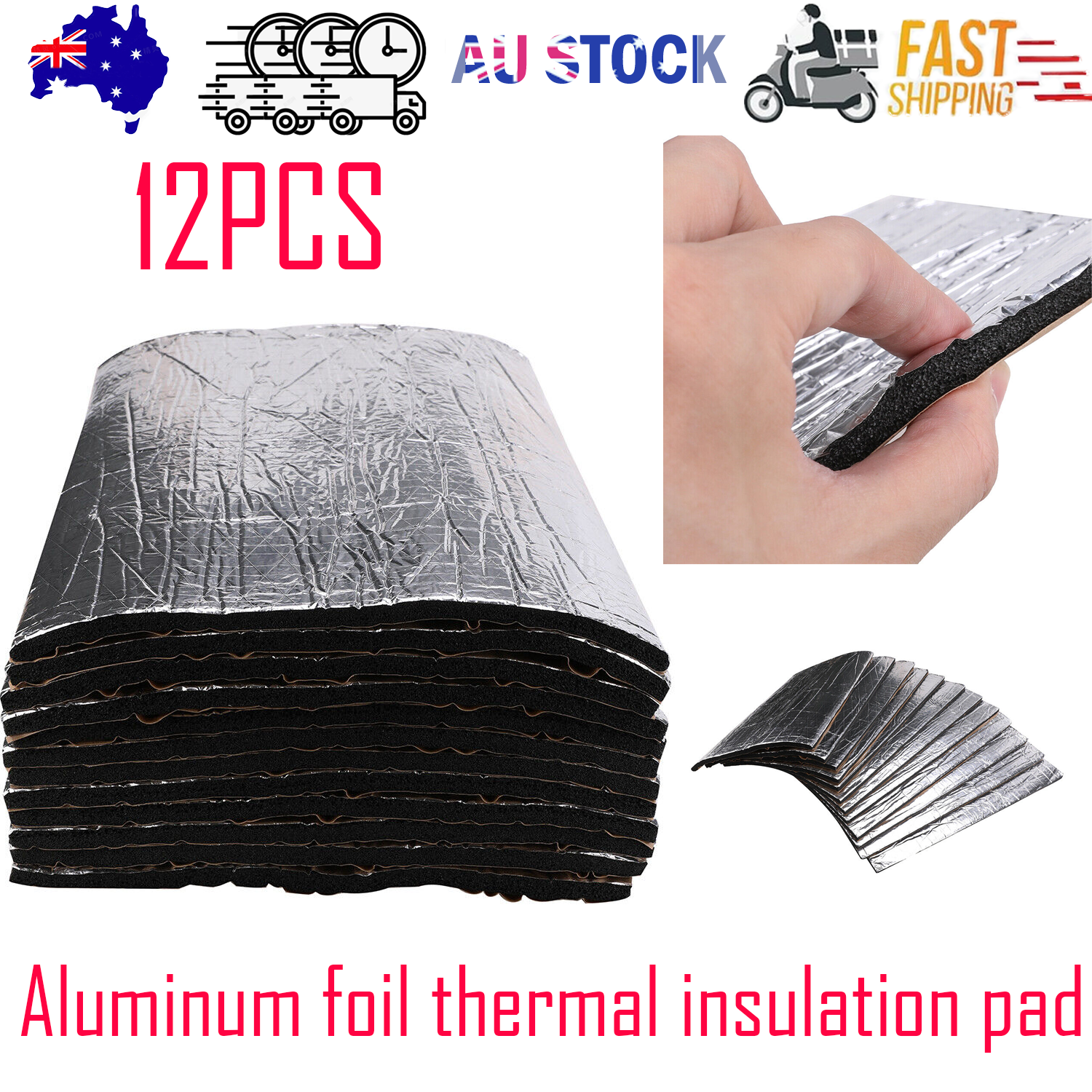 12PCS Car Engine Bay Bonnet Sound Deadener Noise Insulation Foam Proofing Heat