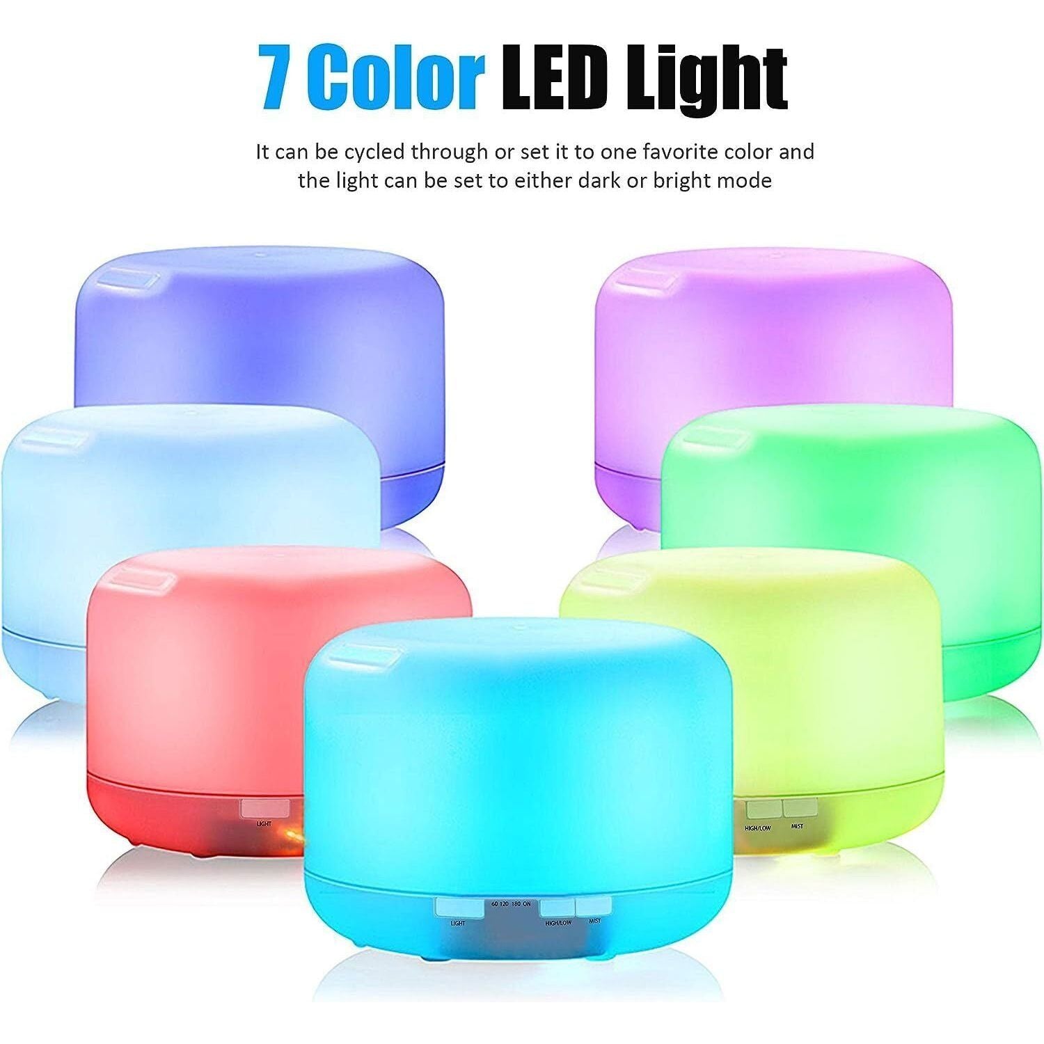 Aroma Aromatherapy Diffuser LED Oil Ultrasonic Air Humidifier Purifier 500ML white