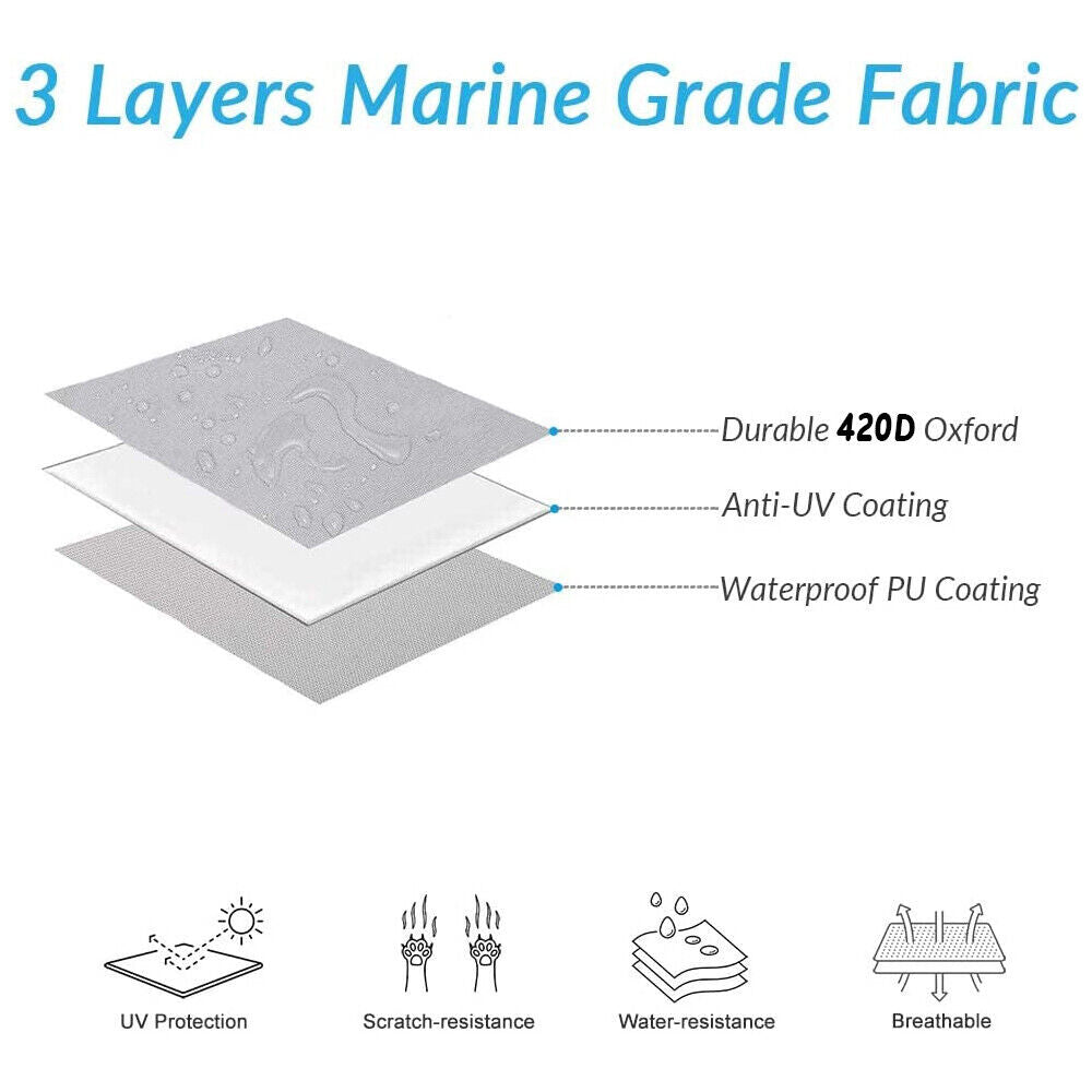 Heavy-Duty Marine Grade 17ft-19ft / 5.2m-5.8m Trailerable Jumbo Boat Cover 420D