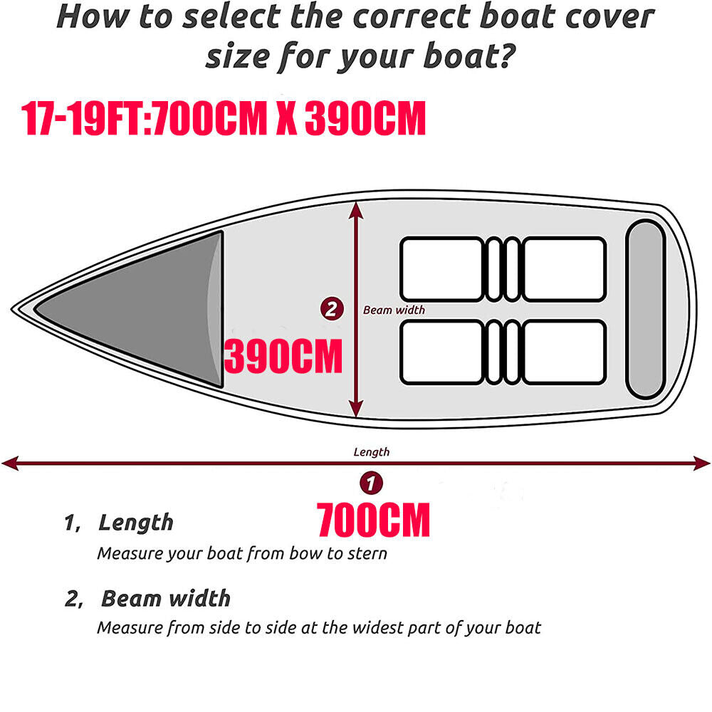 Heavy-Duty Marine Grade 17ft-19ft / 5.2m-5.8m Trailerable Jumbo Boat Cover 420D