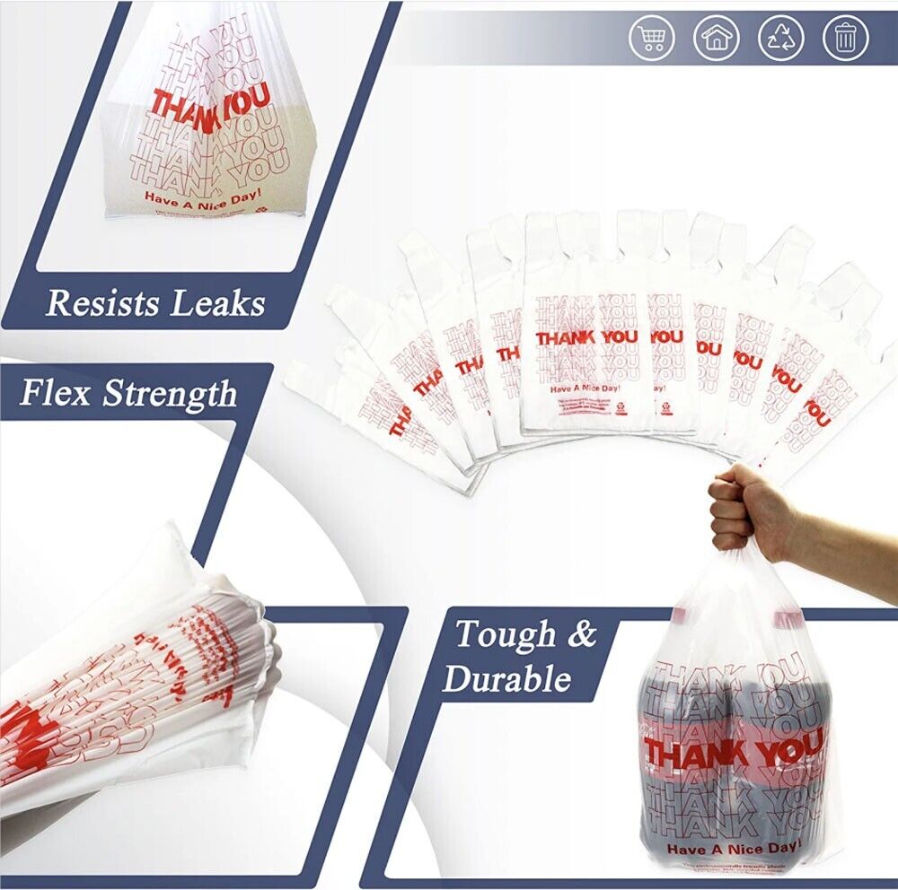 50X Plastic Shopping Bags - Reusable Recyclable Singlet Eco Grocery Carry Bag Small