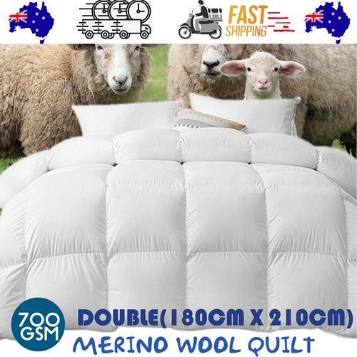 700 GSM Australian Merino Wool Quilt Duvet Doona Summer Winter Double 180cm x 210cm
