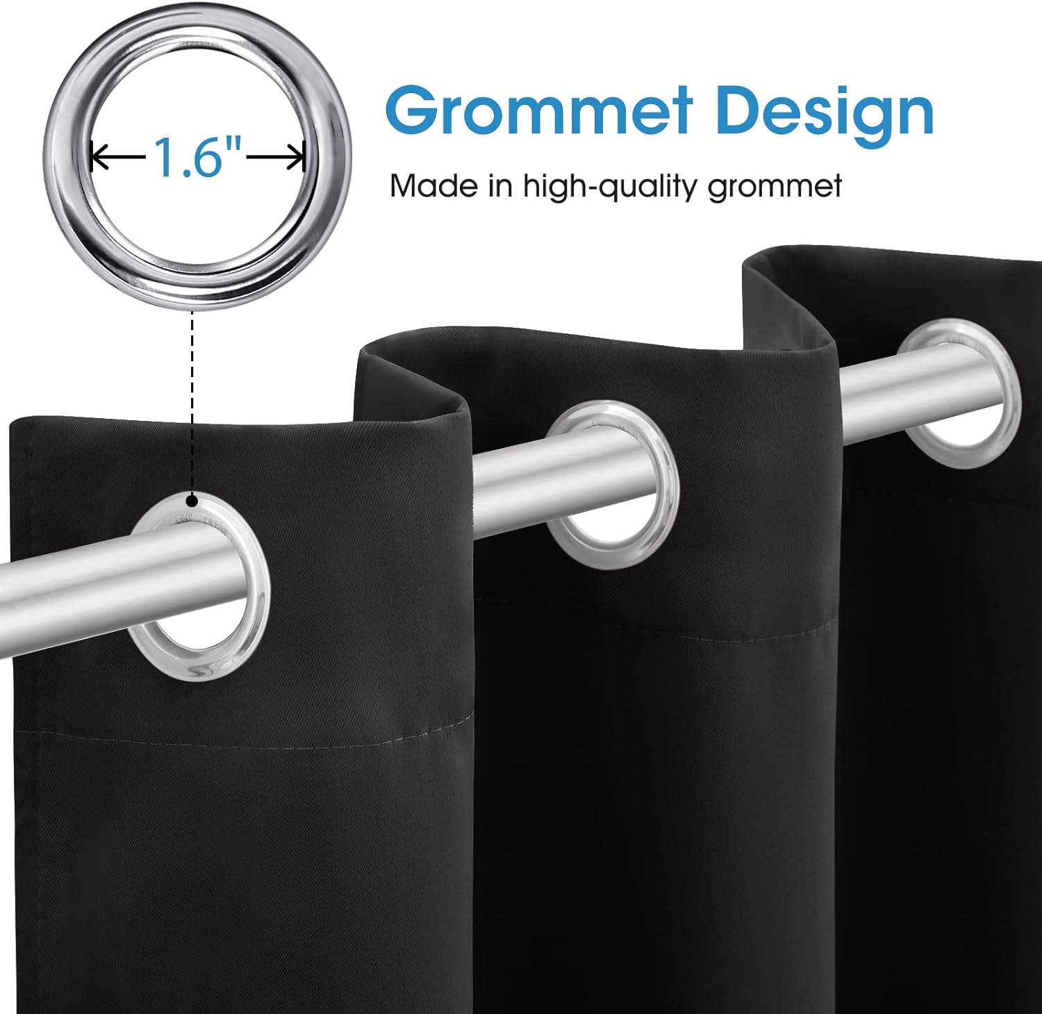 2X Blockout Curtains 100% Blackout Window Curtain Draperies Pair Eyelet 3 Layers 132CM(W) x 114CM(D)