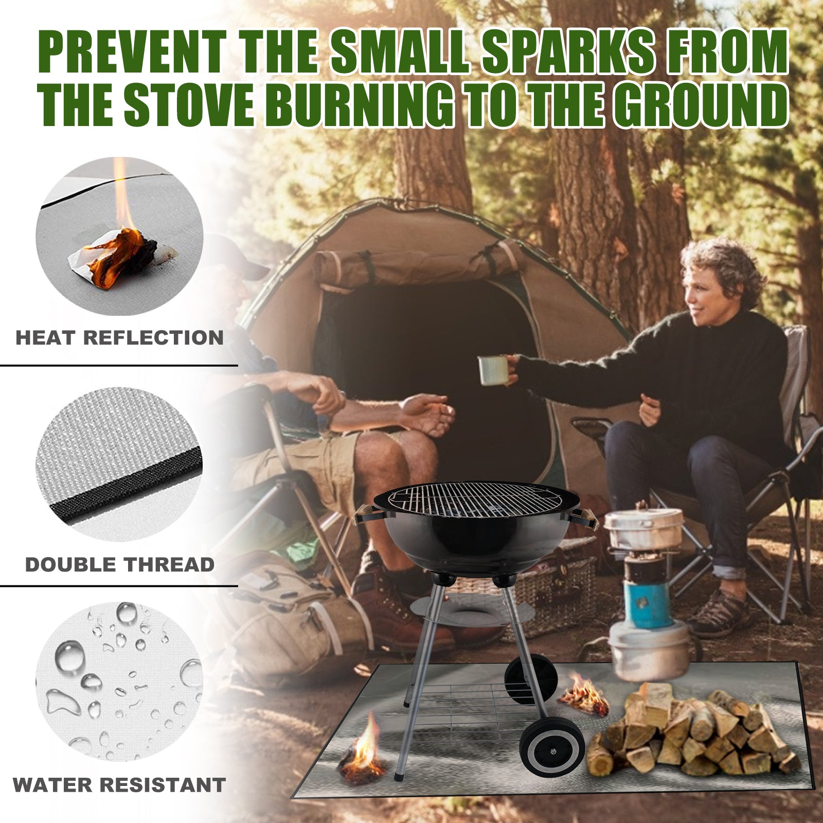 Yegbong Fireproof Mat, Outdoor Lawn Terrace Barbecue Fireproof Silver Rectangular Protective Mat