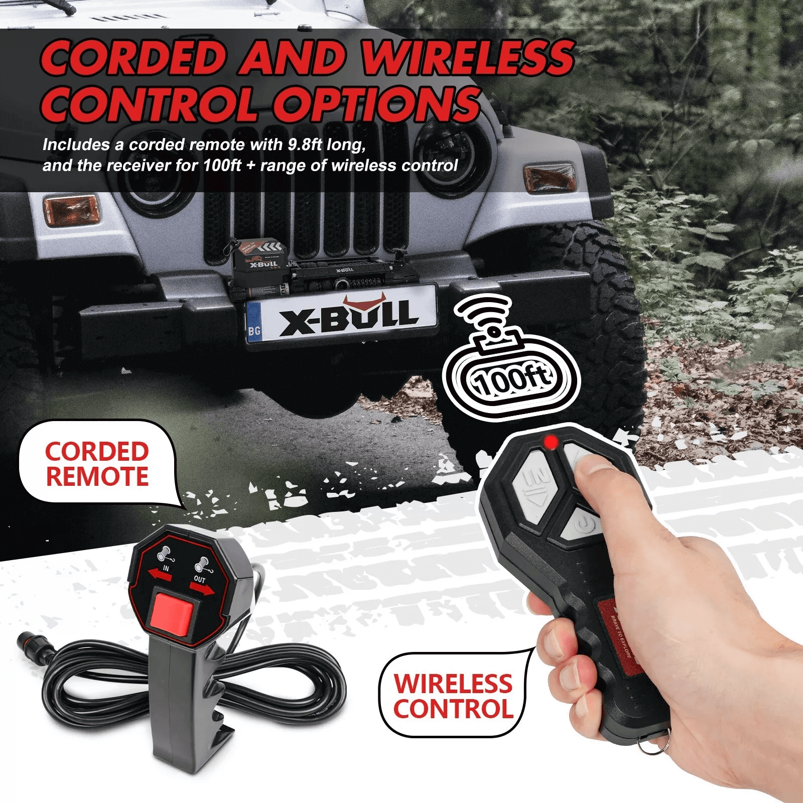 X-BULL 12V Electric Winch 20000LBS Synthetic Rope Truck Trailer Winch 4X4 4WD
