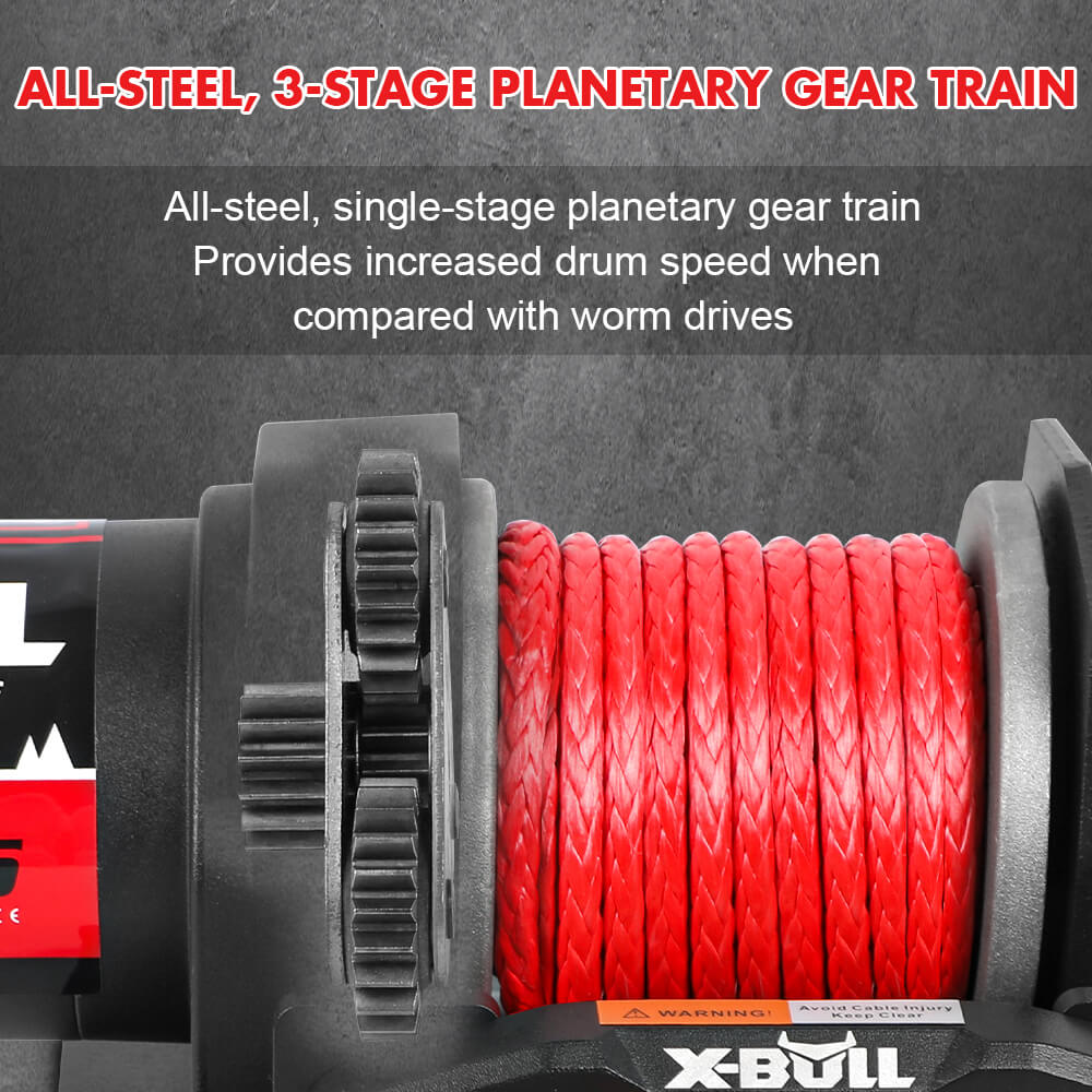 X-BULL 2500LBS Electric Winch 12V Winch Synthetic Rope 15.2M ATV Winch Kit Boat Winch Trailer