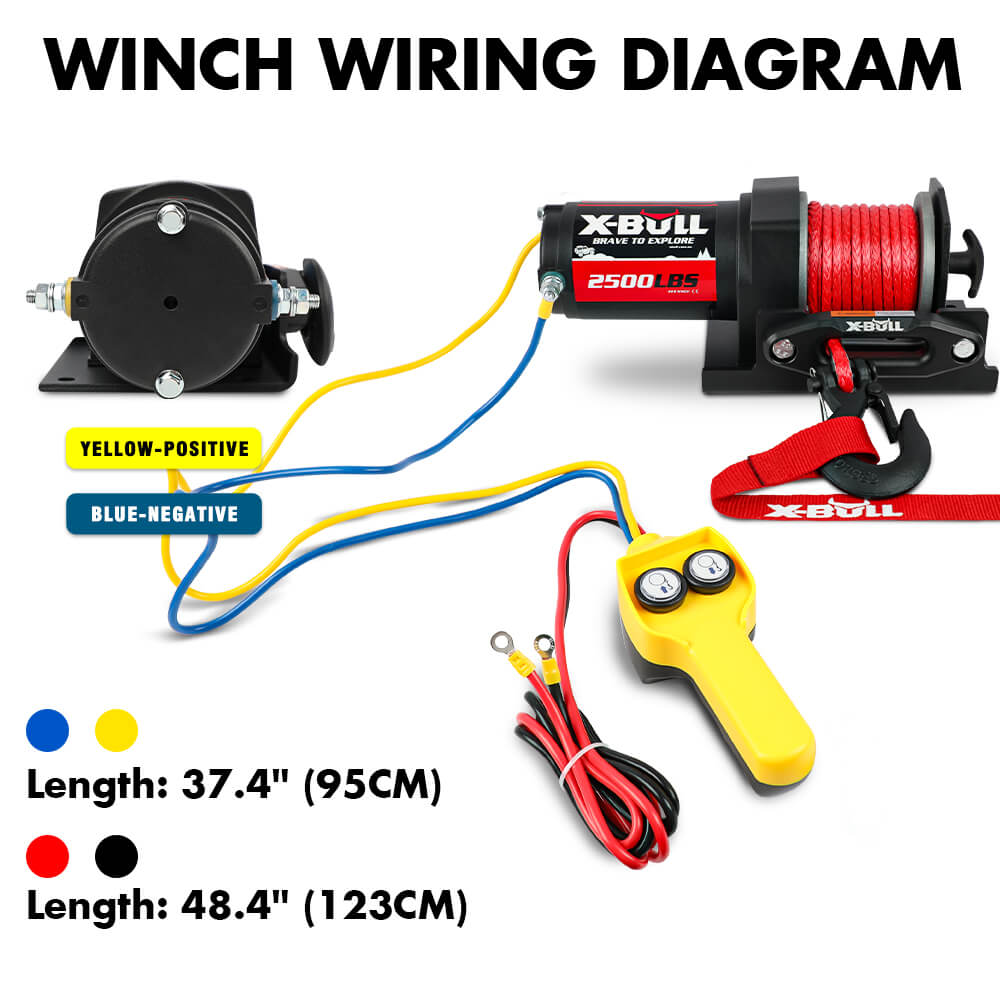 X-BULL 2500LBS Electric Winch 12V Winch Synthetic Rope 15.2M ATV Winch Kit Boat Winch Trailer