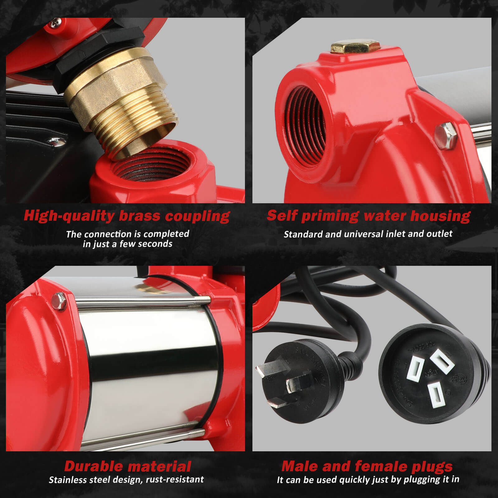 ETOSHA 2000W Garden Water Pump High Pressure 4-Stage Tank Irrigation Water Pump