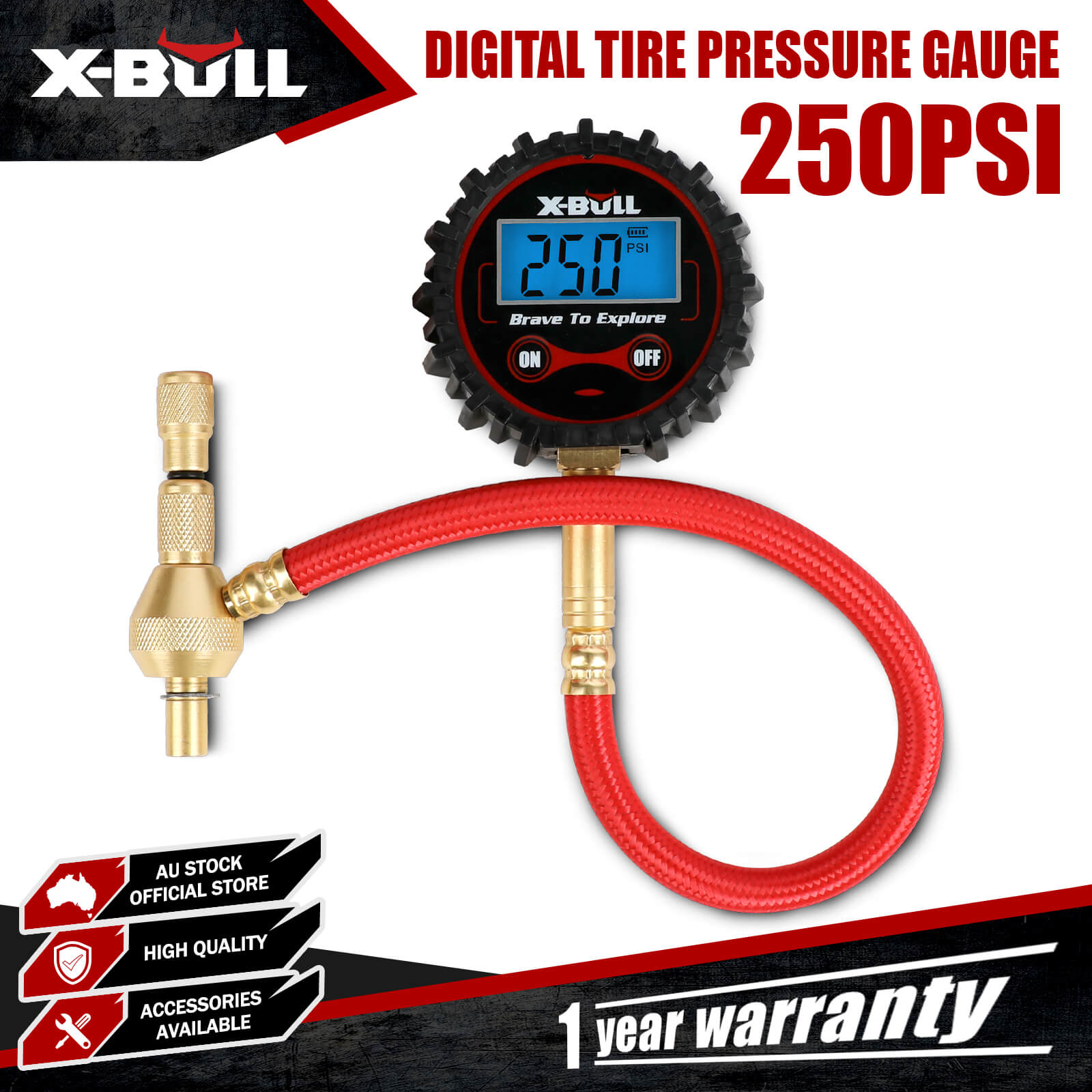 X-BULL Digital tire pressure gauge 250PSI Tyre Air Pressure Car Motorcycle LED
