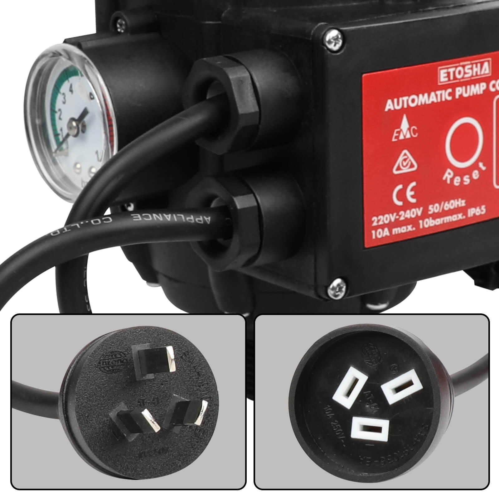 ETOSHA Water Pressure Pump Controller Auto Switch Control Electric BLACK