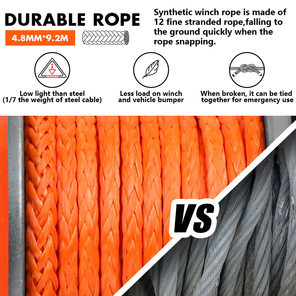 ZESUPER 12V Electric Winch 2500lbs Synthetic Rope Wireless Remote ATV UTV BOAT