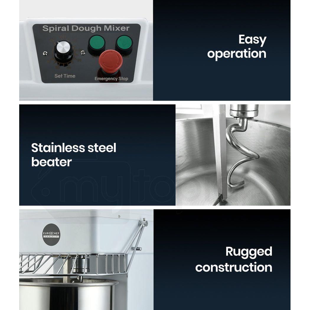 EUROCHEF 20L Spiral Dough Mixer Commercial Machine Bakery Kneader Litre Small