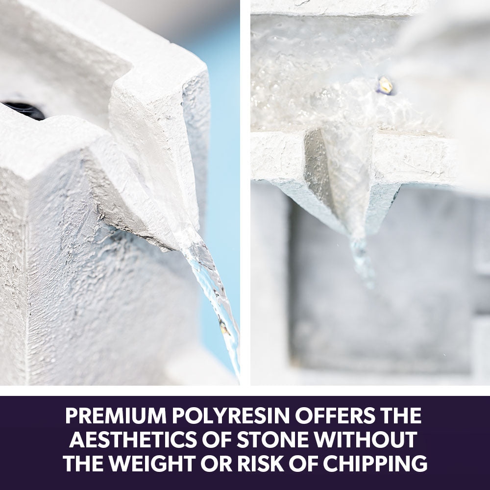 Protege Contemporary Solar Water Fountain Outdoor Garden Feature, Cascading Design, with Panel Kit, LED Lights, Light Grey