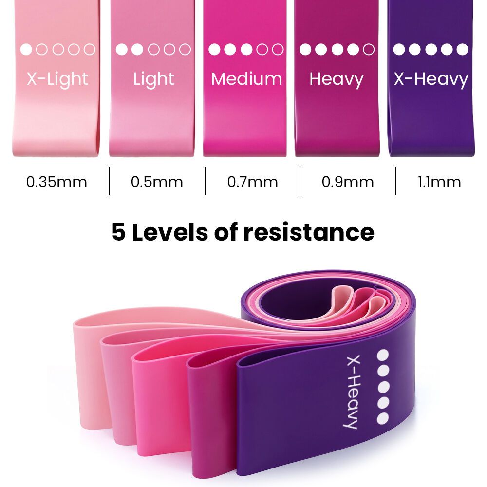 PROFLEX 5-Piece TPE Resistance Band Set, Pink