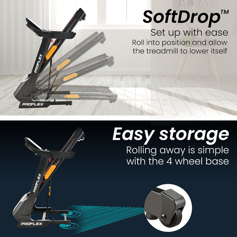 Proflex TRX9s Electric Treadmill, Large Size, 450mm Belt, 10-inch display, Foldable, Suspension, Auto Incline, WiFi, Bluetooth, Pulse Sensors