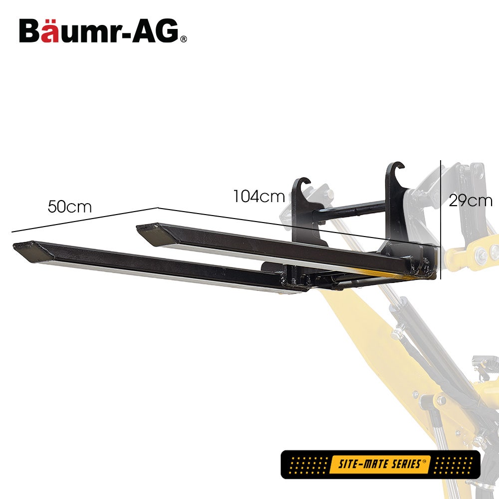 BAUMR-AG Pallet Forks Accessory for BSR5000 Mini Loader Skid Steer, Quick Connect Hydraulics, 150kg Rated Capacity