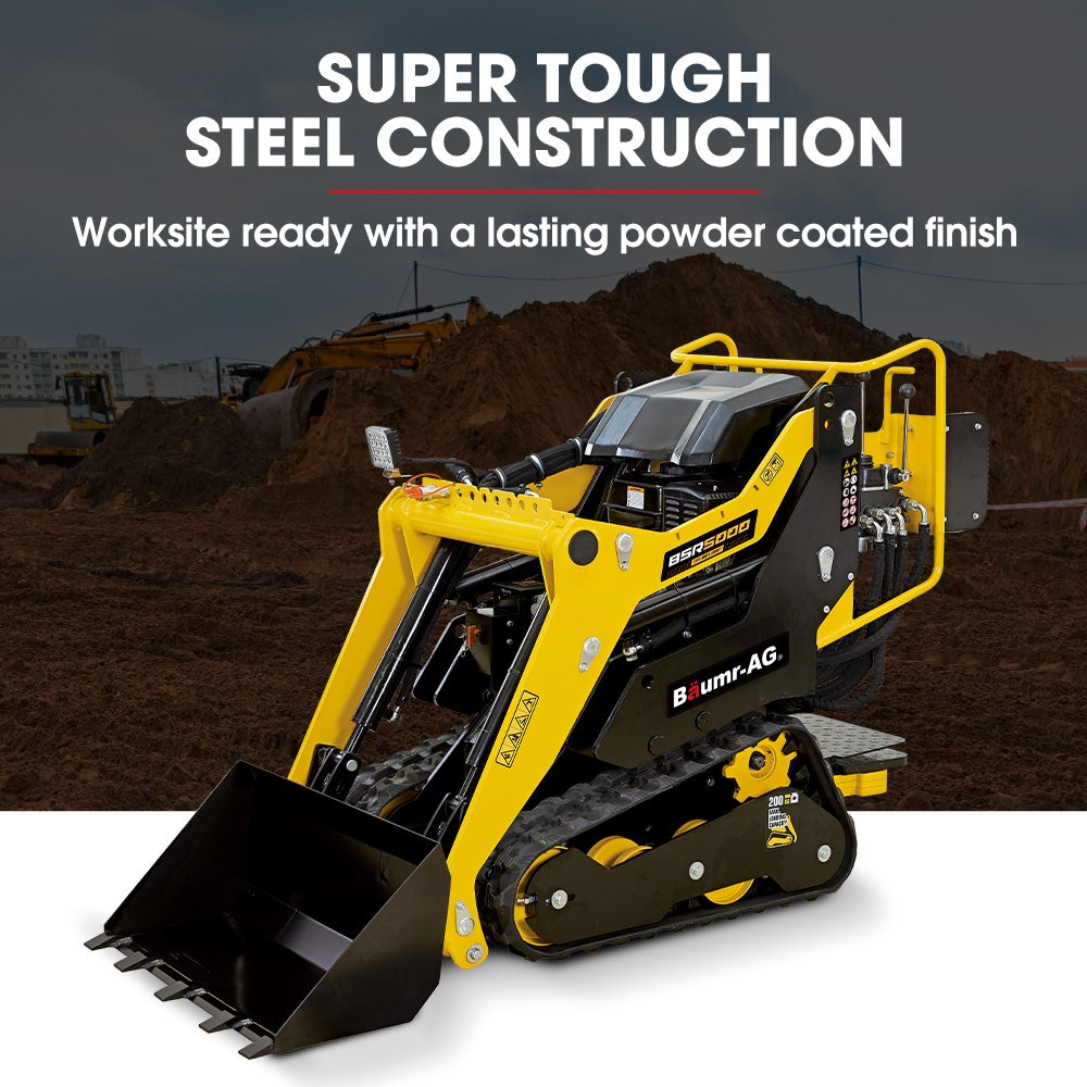 BAUMR-AG BSR5000 Mini Loader Skid Steer, with Bucket, 10hp OHV 4-Stroke Petrol Engine, 200kg Rated Operating Capacity